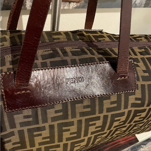 FENDI Large Zucca Canvas Duffle Weekender Tote Bag Black Brown - Picture 9 of 16